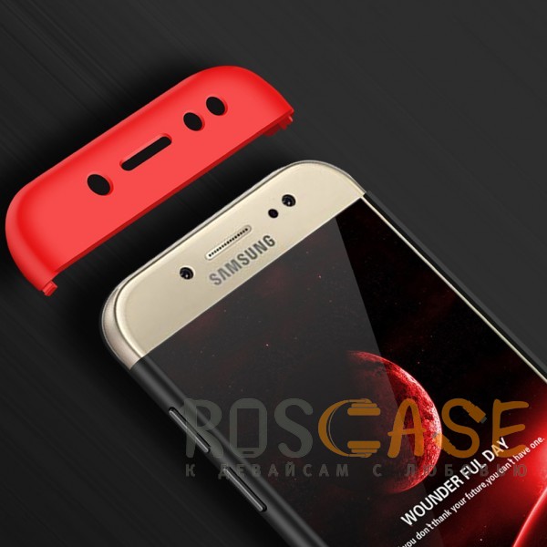 Изображение Черный / Красный GKK LikGus 360° | Двухсторонний чехол для Samsung J730 Galaxy J7 (2017) с защитными вставками