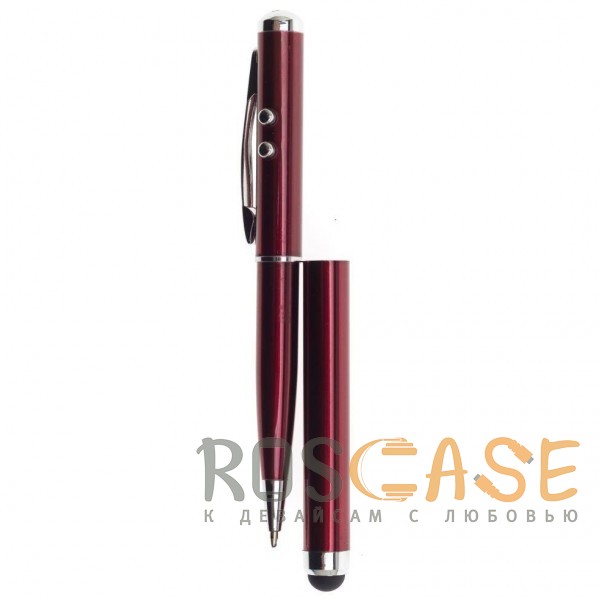 Фото Красный Емкостной стилус ручка RHDS с фонариком и указкой