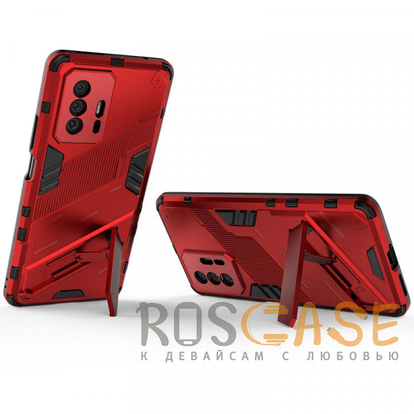 Фотография Красный Megatron | Противоударный чехол-подставка для Xiaomi Mi 11T / Mi11T Pro с защитой камеры