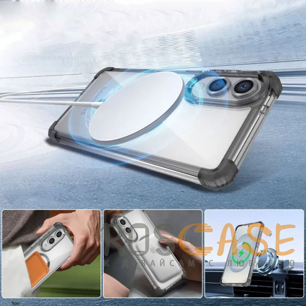 Изображение Черный Nature Magnetic | Прозрачный противоударный чехол с поддержкой MagSafe для Samsung Galaxy S25 Edge