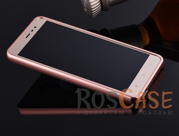 Фотография Розовый Металлический бампер для Xiaomi Redmi Note 3 / Pro с зеркальной вставкой