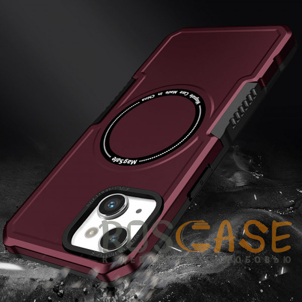 Фото Бордовый Magnetic Armor | Противоударный чехол с поддержкой MagSafe для iPhone 14