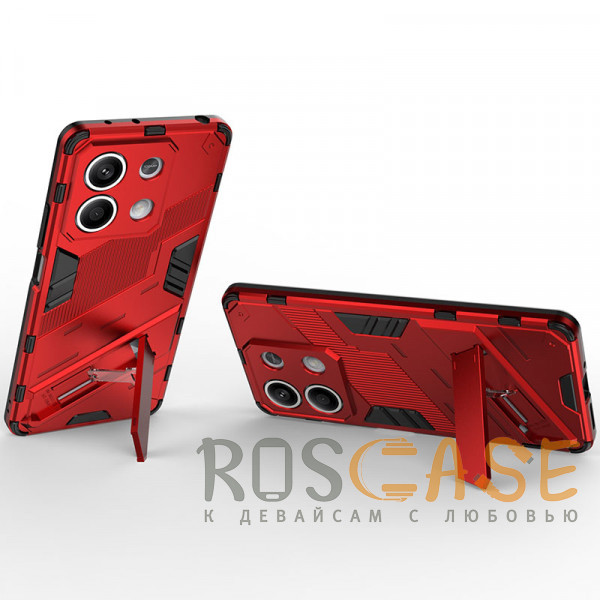 Фотография Красный Megatron | Противоударный чехол-подставка для Xiaomi Redmi Note 13 5G с защитой камеры