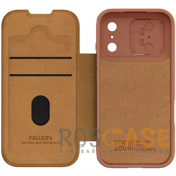 Фото Коричневый Nillkin Qin PRO | Чехол-книжка из Premium экокожи с защитой камеры для iPhone 17 Pro