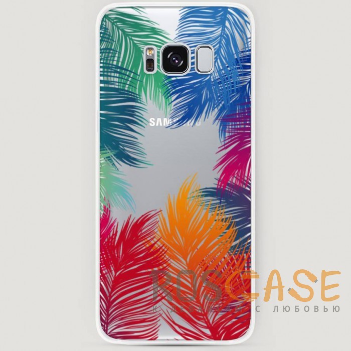 Фото RosCase | Силиконовый чехол Рамка из перьев на Samsung G955 Galaxy S8 Plus