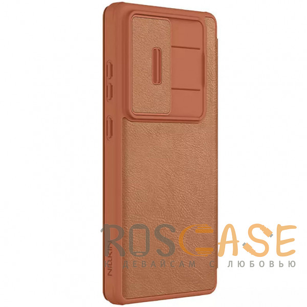 Фотография Коричневый Nillkin Qin PRO | Чехол-книжка из Premium экокожи с защитой камеры для Samsung Galaxy S25 Ultra