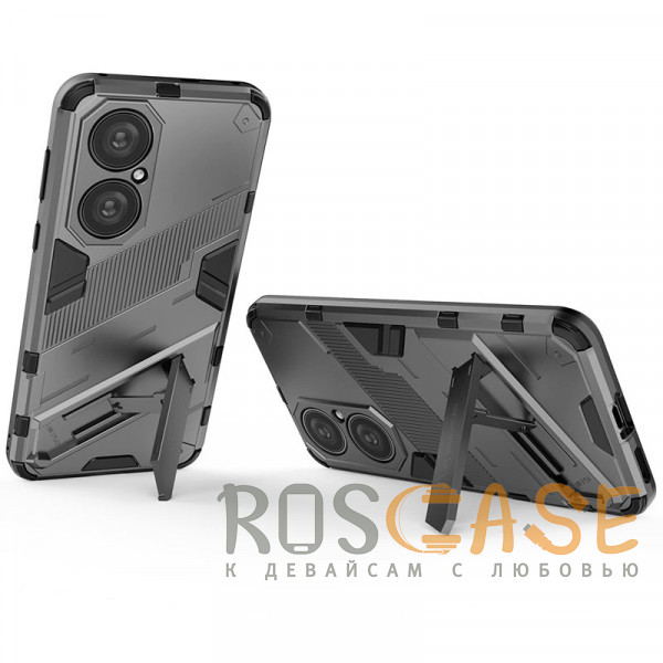 Фотография Серый Megatron | Противоударный чехол-подставка для Huawei P50 / P50E с защитой камеры