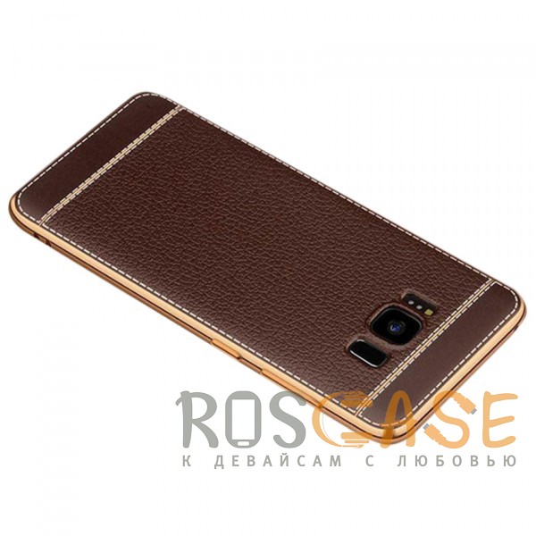 Изображение Темно-коричневый Чехол для Samsung G955 Galaxy S8 Plus с текстурой кожи