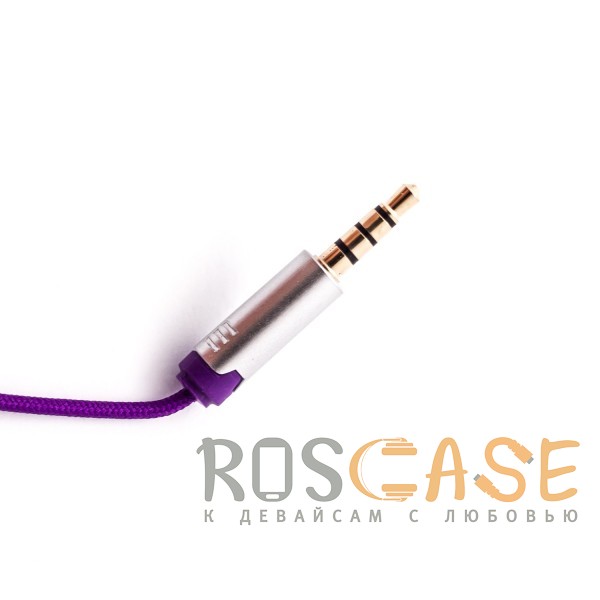 Фото Фиолетовый Headset EF-E4 | Вакуумные наушники с плетеным кабелем и микрофоном