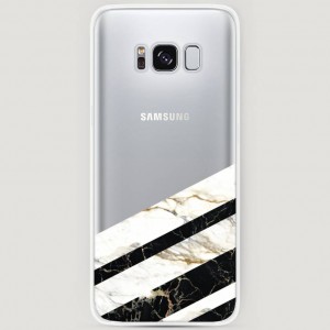 RosCase | Силиконовый чехол Черно-белый мрамор половинка на Samsung G955 Galaxy S8 Plus