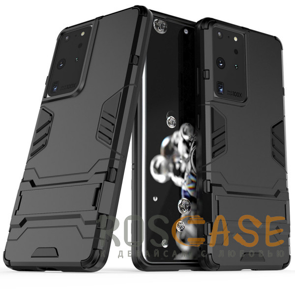 Фотография Черный Transformer | Противоударный чехол-подставка для Samsung Galaxy S21 Ultra с мощной защитой корпуса