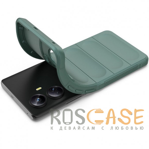 Фотография Зеленый Flex Silicone | Противоударный чехол для Realme 10 Pro Plus 5G с защитой камеры и микрофиброй