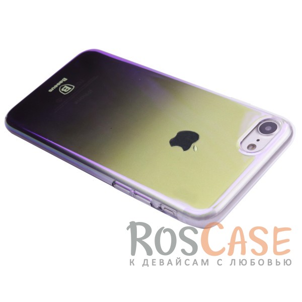 Фото Фиолетовый Блестящая прозрачная накладка Baseus Glaze Ultrathin из тонкого пластика с бензиновым отливом и градиентной расцветкой для Apple iPhone 7 / 8 (4.7")