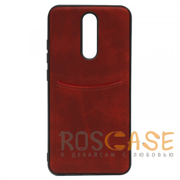 Фото Красный ILEVEL | Чехол с кожаным покрытием и карманом для Xiaomi Redmi 8A / 8