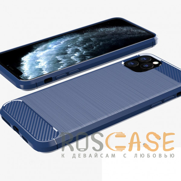 Фотография Синий Матовый силиконовый чехол с текстурным покрытием металл для iPhone 12 / 12 Pro