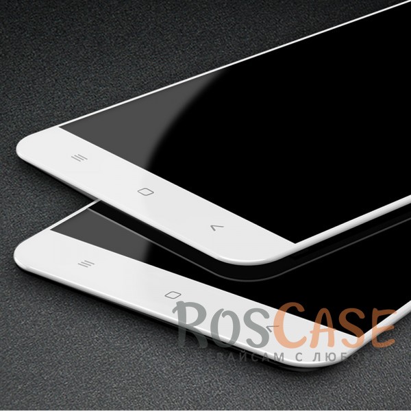 Фотография Белый Защитное стекло с цветной рамкой на весь экран с олеофобным покрытием "анти-отпечатки" для Xiaomi Redmi Note 4X