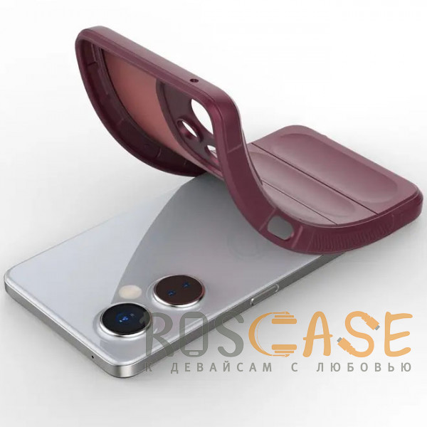 Фотография Бордовый Flex Silicone Противоударный чехол для OnePlus Nord CE 3 Lite с защитой камеры и микрофиброй