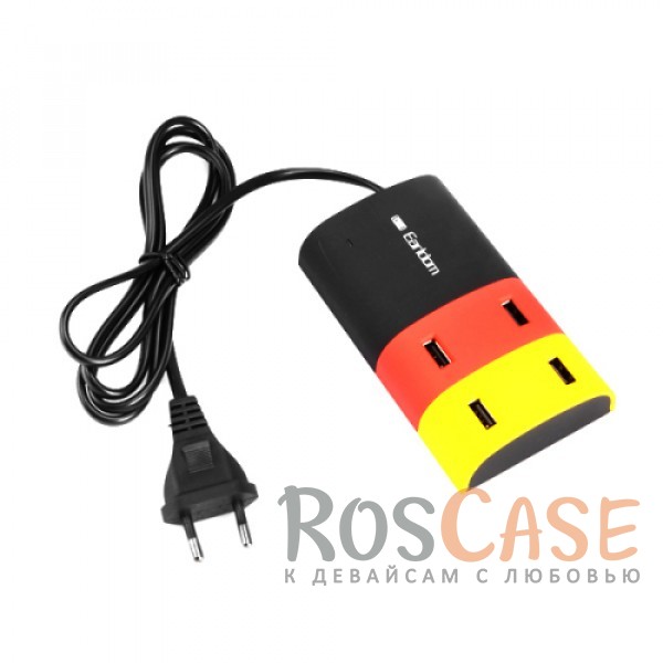 Изображение Черный / Желтый / Красный Earldom | Сетевое зарядное устройство 4-USB 5V 2.1A
