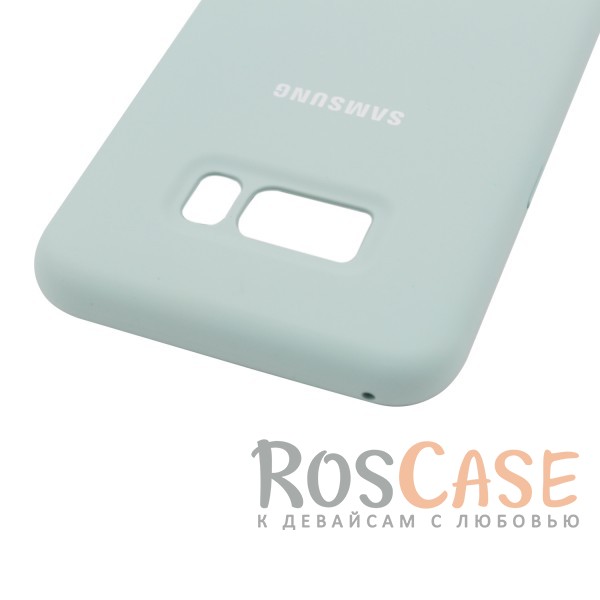Изображение Голубой / Light Blue Оригинальный силиконовый чехол Silicone Cover для Samsung Galaxy S8 | Матовая софт-тач поверхность из мягкого микроволокна для защиты от падений (реплика)