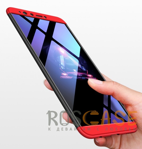 Фото Черный / Красный GKK LikGus 360° | Двухсторонний чехол для Huawei Y9 (2018) / Enjoy 8 Plus с защитными вставками