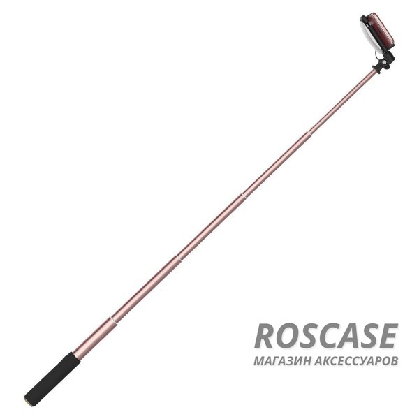 Фотография Розовый / Rose Gold Телескопический монопод ROCK для селфи (кабель 3,5) + зеркало