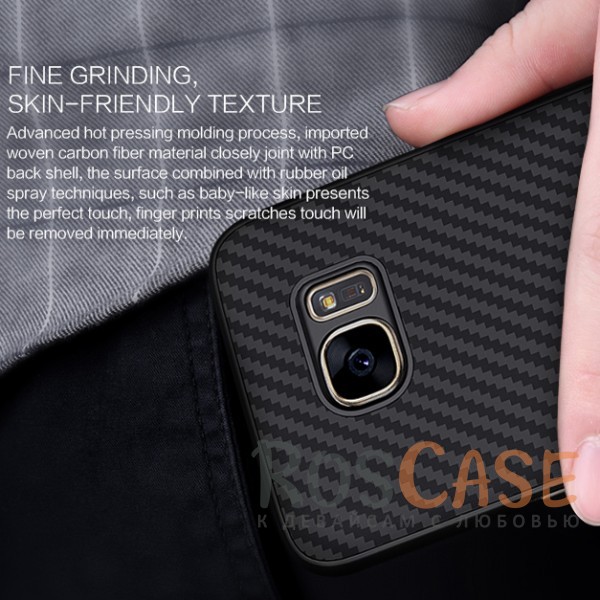 Фото Черный Nillkin Synthetic Fiber | Карбоновый чехол для Samsung G935F Galaxy S7 Edge