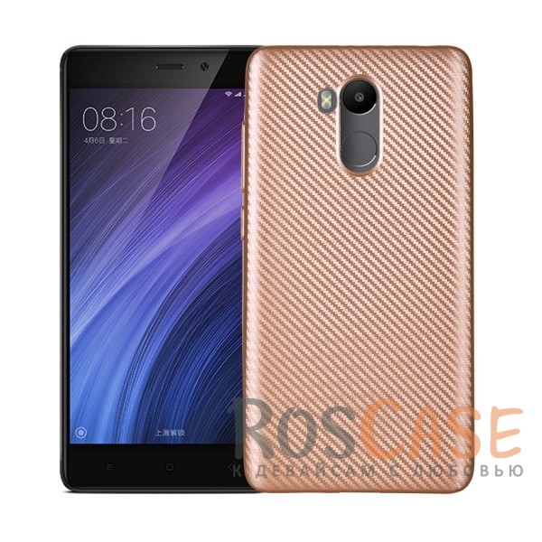 

Матовый чехол для Xiaomi Redmi 4 Pro / Redmi 4 Prime с текстурированной поверхностью под карбон (Золотой)