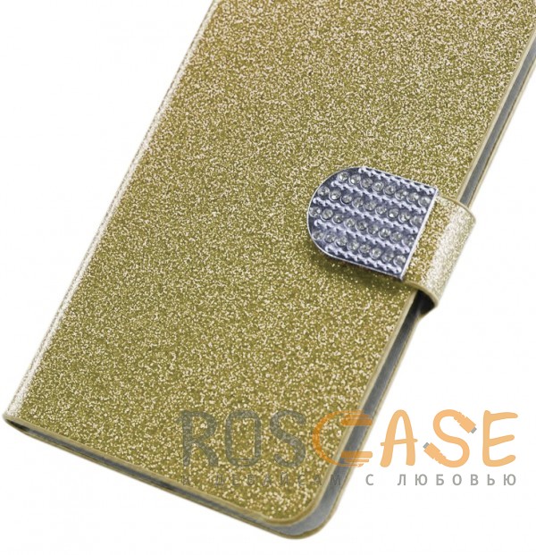 Изображение Золотой Сияющий кожаный чехол-книжка со стразами для LG H930 / H930DS V30 / V30+