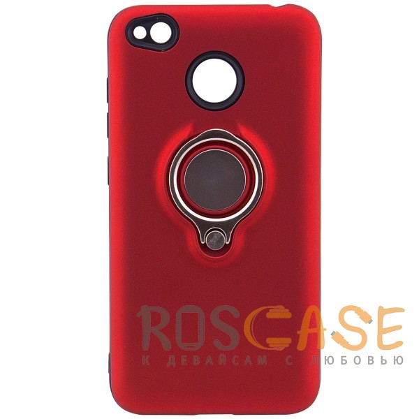 Фото Красный Deen | Матовый чехол для Xiaomi Redmi 4X с креплением под магнитный держатель и кольцом-подставкой