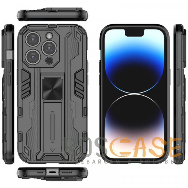 Изображение Черный Galvatron | Противоударный чехол-подставка для iPhone 13 Pro с защитой камеры