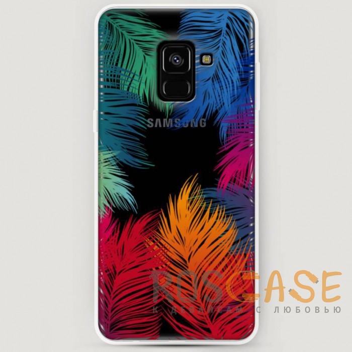Фото RosCase | Силиконовый чехол Рамка из перьев на Samsung A530 Galaxy A8 (2018)