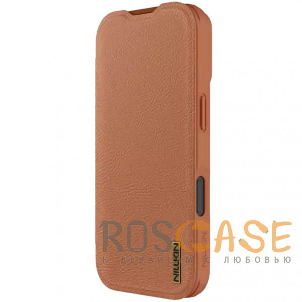 Фотография Коричневый Nillkin Qin PRO | Чехол-книжка из Premium экокожи с защитой камеры для iPhone 17