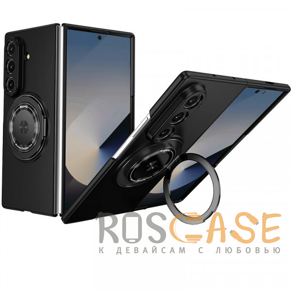 Фото Черный Matte Shield Ring | Тонкий пластиковый чехол с кольцом Magsafe для Samsung Galaxy Z Fold 8 Ultra