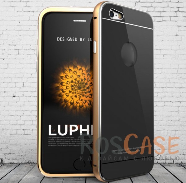 Фотография Золотой / Черный LUPHIE Metal Frame | Металлический бампер для iPhone 6/6s с глянцевой панелью