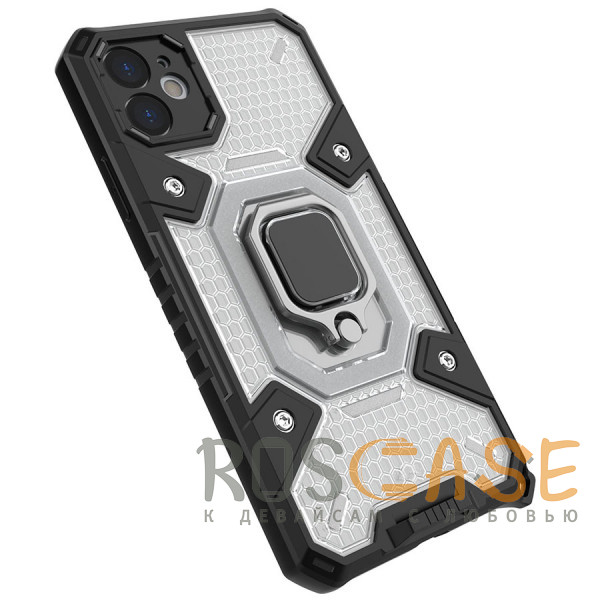 Фото Черный Honeycomb Armor | Противоударный чехол с защитой камеры и кольцом для iPhone 11