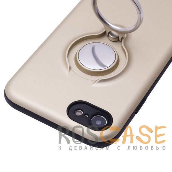 Фотография Золотой Deen | Матовый чехол для Apple iPhone 7 / 8 (4.7") с креплением под магнитный держатель и кольцом-подставкой
