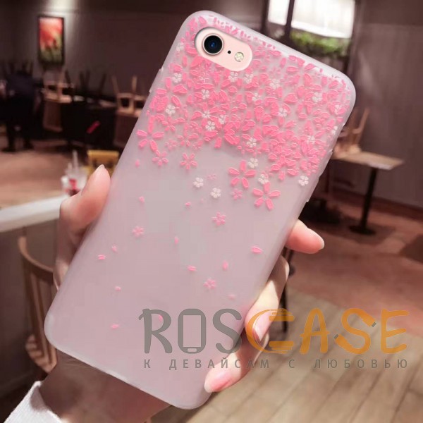 Фото Цветы Розовый Силиконовый матовый чехол с принтом для iPhone 7/8/SE (2020)