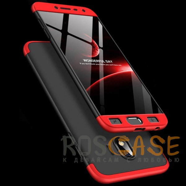 Изображение Черный / Красный GKK LikGus 360° | Двухсторонний чехол для Samsung J400F Galaxy J4 (2018) с защитными вставками