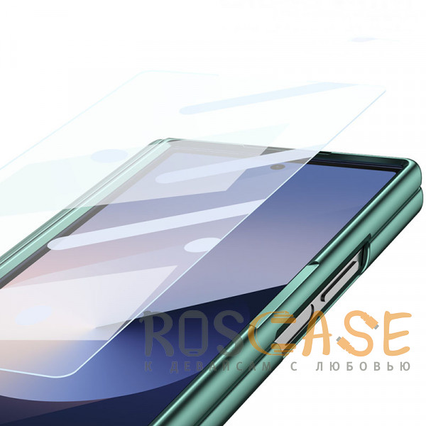 Изображение Зеленый Чехол 3D с кожаной вставкой и стилусом для Samsung Galaxy Z Fold 6