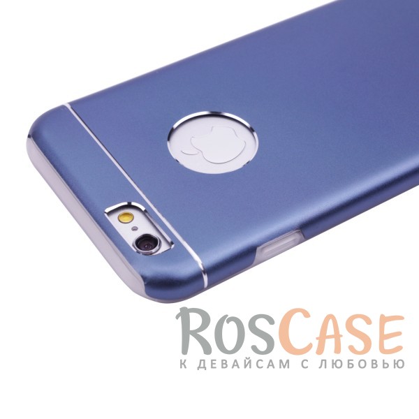 Изображение Синий Тонкий двухслойный алюминиевый чехол с хромированными вставками и защитой кнопок для Apple iPhone 6/6s (4.7")