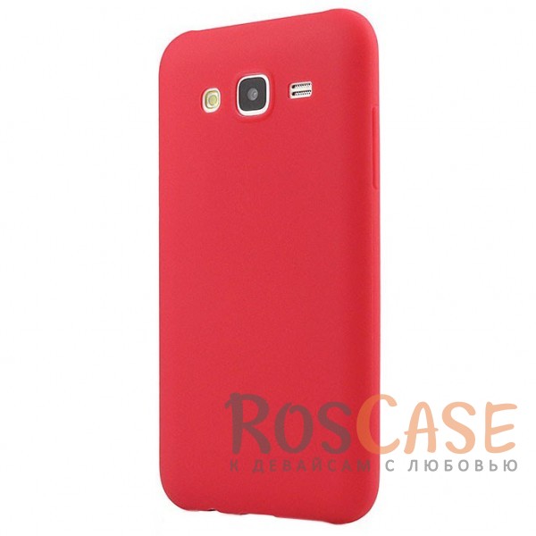 Фото Красный (soft touch) Мягкий силиконовый чехол SMTT с покрытием софт-тач для Samsung J700H Galaxy J7