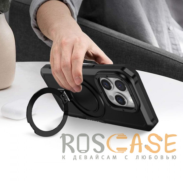 Фотография Черный Magnetic Armor Ring | Противоударный чехол с MagSafe и кольцом для iPhone 16 Pro Max