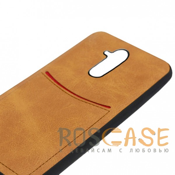 Фото Светло-коричневый ILEVEL | Чехол с кожаным покрытием и с карманом-визитницей для Huawei Mate 20 lite