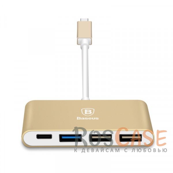 Фотография Золотой Переходник Baseus Sharp Series (Type-C To Type-C + USB 3.0 HUB Adapter)