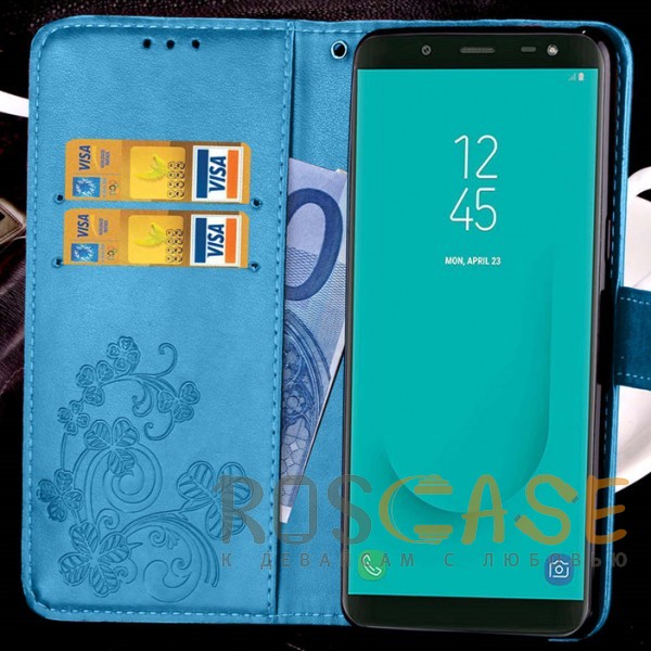 Фото Синий Чехол-книжка с узорами на магнитной застёжке для Samsung A530 Galaxy A8 (2018)