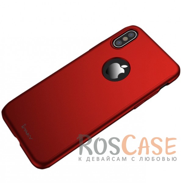 Изображение Красный iPaky 360° | Комплект чехол + стекло для iPhone X / XS (полная защита корпуса и экрана)