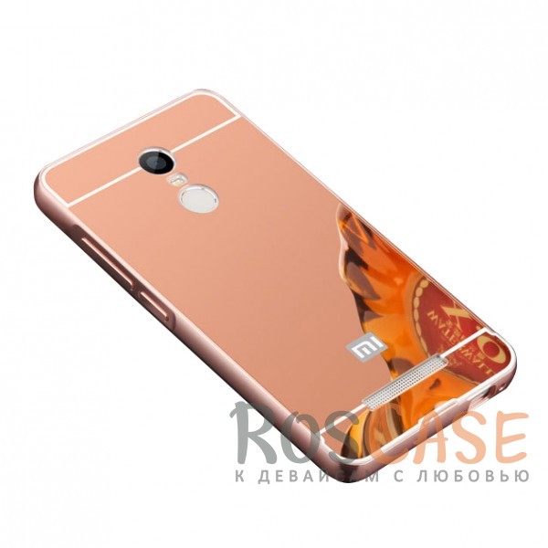 Фото Розовый Металлический чехол бампер для Xiaomi Redmi 5 с зеркальной вставкой