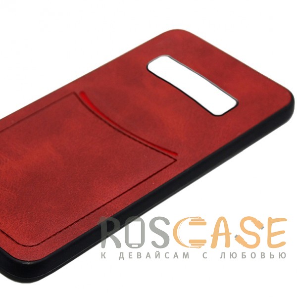 Фотография Красный ILEVEL | Чехол с кожаным покрытием и с карманом-визитницей для Samsung Galaxy S10