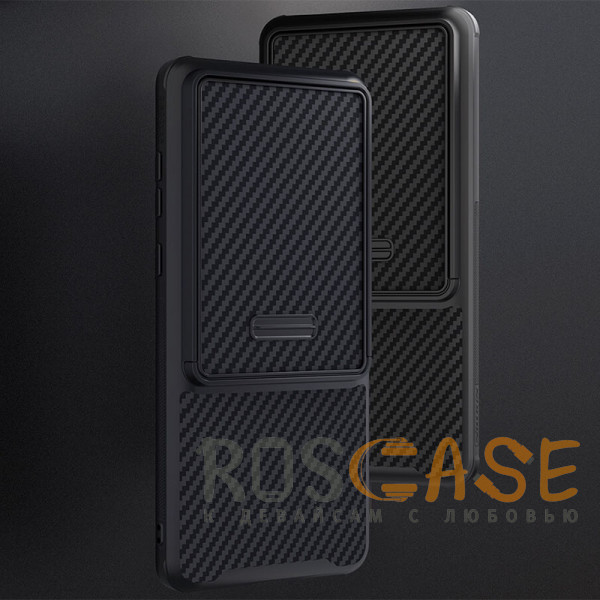 Фотография Черный Nillkin Synthetic Fiber S | Чехол с карбоновой текстурой для Huawei Mate 50 Pro с защитой камеры