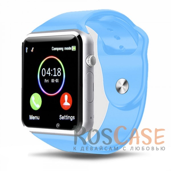 

Квадратные смарт часы Bluetooth Smart Watch A1 в железном корпусе с силиконовым ремешком (Синий)